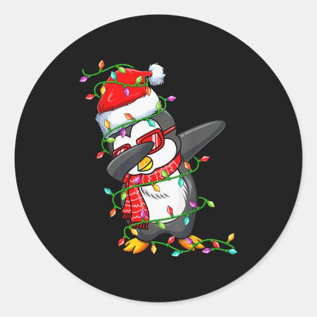 Dabbing Penguin Wearing Santa Hat - Penguin Lover  Runder Aufkleber (Vorderseite)