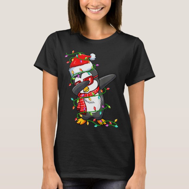 Dabbing Penguin Wearing Santa Hat - Penguin Lover  T-Shirt (Vorderseite)