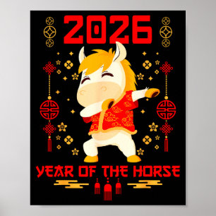 Dabbing-Pferd Chinesisches Neujahr des Pferdes2026 Poster