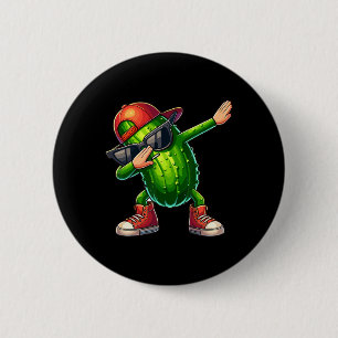 Dabbing Pickle Dancing Cucumber Lover Funny Pickle Button