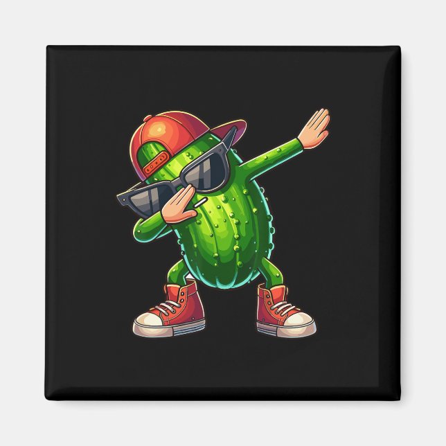 Dabbing Pickle Dancing Cucumber Lover Funny Pickle Magnet (Vorne)