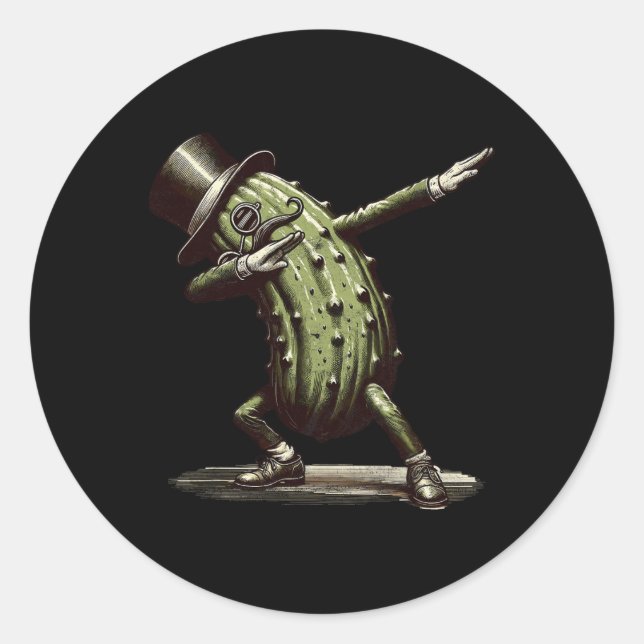 Dabbing Pickle Dancing Cucumber Lover Funny Pickle Runder Aufkleber (Vorderseite)