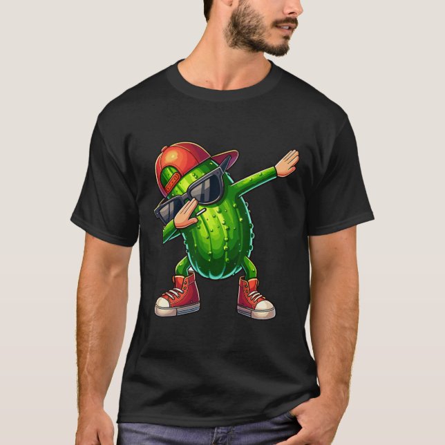 Dabbing Pickle Dancing Cucumber Lover Funny Pickle T-Shirt (Vorderseite)