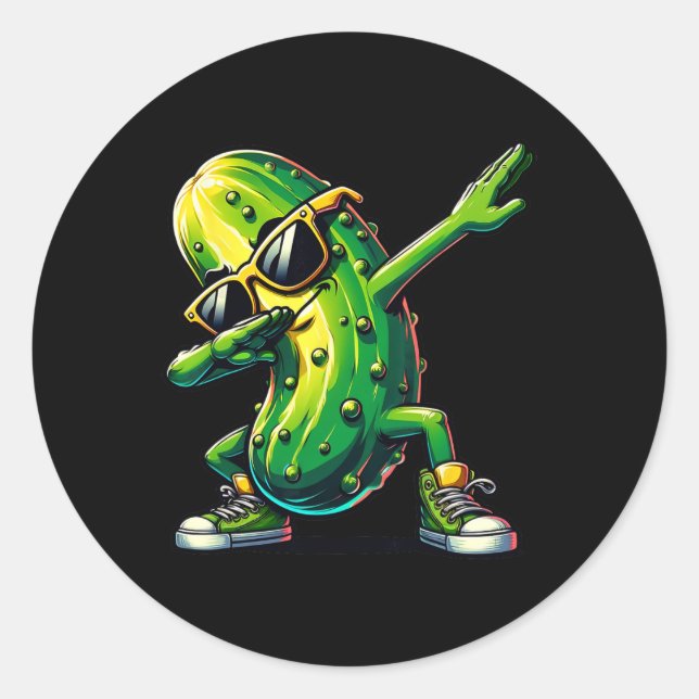 Dabbing Pickle Dancing Cucumber Pickle Lover Dab Runder Aufkleber (Vorderseite)