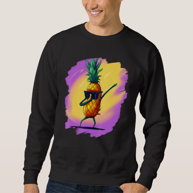 Dabbing Pineapple Aloha Sunglasses Beach Dance Haw Sweatshirt (Vorderseite)