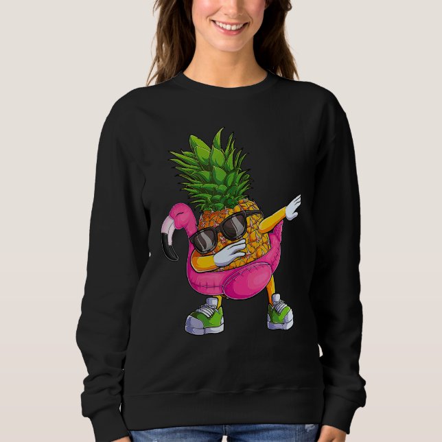 Dabbing Pineapple Flamingo Tropical aloha Beach Ha Sweatshirt (Vorderseite)