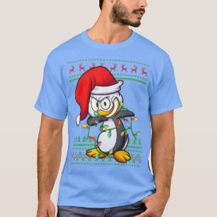 Dabbing Pinguin Bird Xmas Lichter Ugly Pinguin Chr T-Shirt