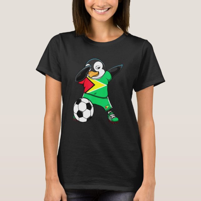 Dabbing Pinguin Guyana Fußballfans Jersey Flag Foo T-Shirt (Vorderseite)