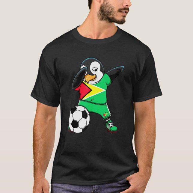 Dabbing Pinguin Guyana Fußballfans Jersey Flag Foo T-Shirt (Vorderseite)