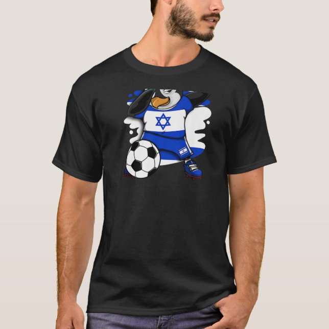 Dabbing Pinguin Israel Soccer Fans Jersey Football T-Shirt (Vorderseite)