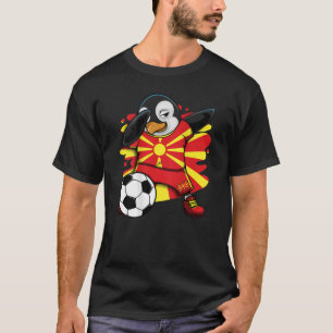 Dabbing Pinguin Mazedonien Soccer Fans Jersey Foot T-Shirt