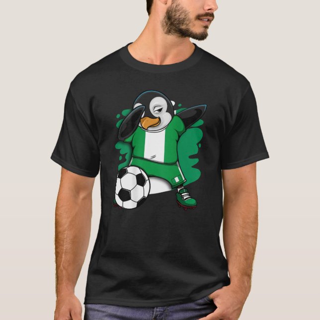 Dabbing Pinguin Nigeria Soccer Fans Jersey Footbal T-Shirt (Vorderseite)