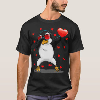 Dabbing Pinguin Sonnenbrille Valentinstag Herz T-Shirt
