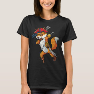 Dabbing Pirate Niedlich Fox Halloween Vintag T-Shirt