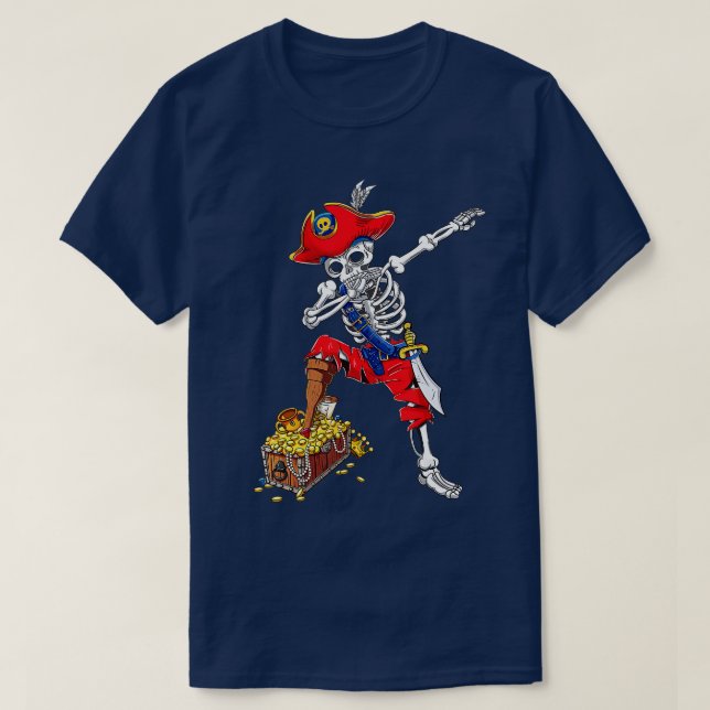 Dabbing Pirate Skeleton Dab Kids Halloween Kostüm T-Shirt (Design vorne)