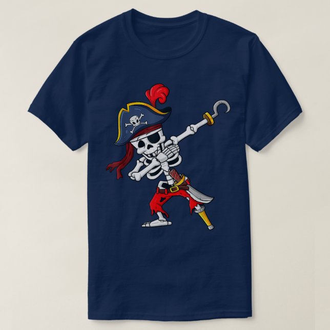 Dabbing Pirate Skeleton Funny Halloween 2022 T-Shirt (Design vorne)