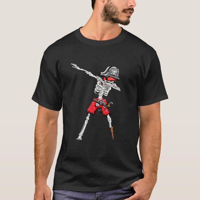 Dabbing Pirate Skeleton Halloween Kostüme Funny B T-Shirt (Vorderseite)