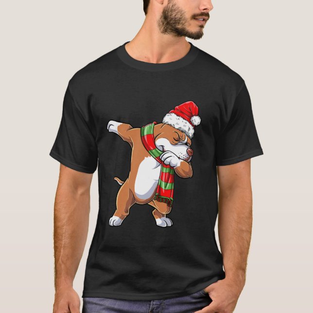 Dabbing Pit Bull Santa Christmas Gifts Kids Boys X T-Shirt (Vorderseite)