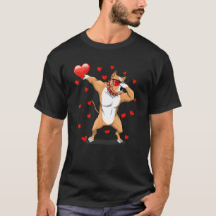 Dabbing Pit Bull Sonnenbrille Herz Valentinstag D T-Shirt
