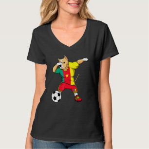 Dabbing Pitbull Dog Cameroon Soccer Fans Jersey Fo T-Shirt