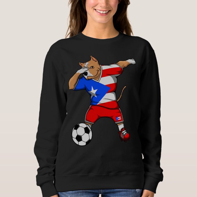 Dabbing Pitbull Dog Puerto Rico Soccer Sweatshirt (Vorderseite)