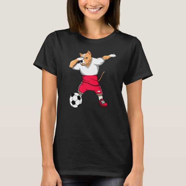 Dabbing Pitbull Polen Fußball Fans Jersey Polnisch T-Shirt (Vorderseite)