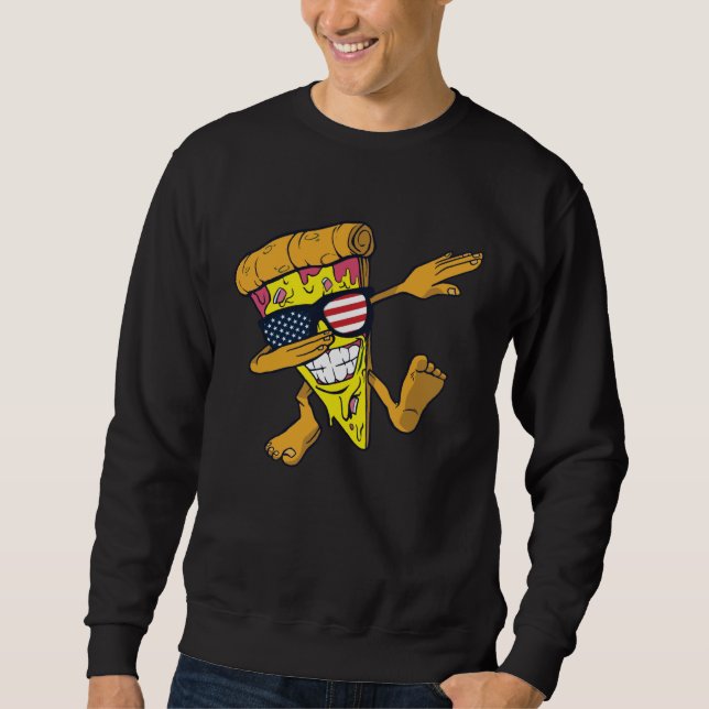 Dabbing Pizza American Flag 4th of July Food Boys  Sweatshirt (Vorderseite)