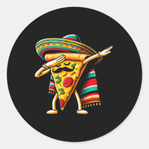 Dabbing Pizza Fiesta Cinco De Mayo Mexican Funny P Runder Aufkleber