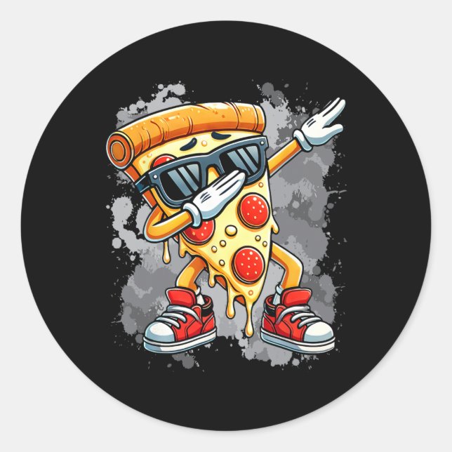 Dabbing Pizza Slice Dance Pizza Kleinkind Boy Danc Runder Aufkleber (Vorderseite)