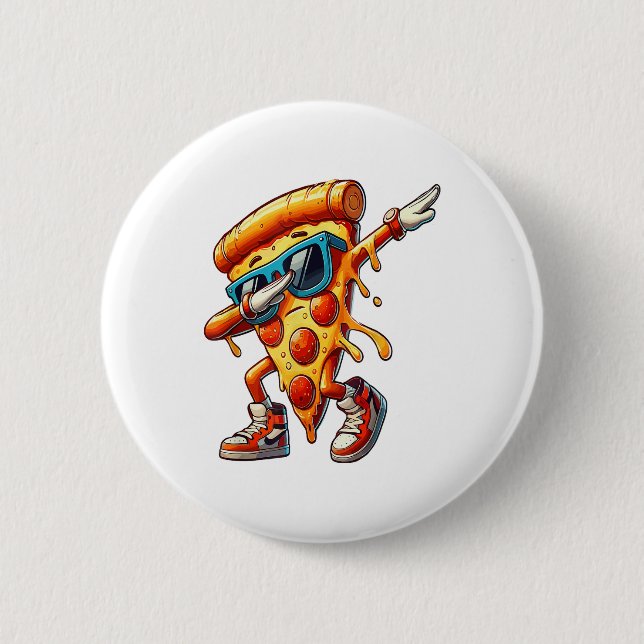 Dabbing Pizza Slice Fun Grafisches T-Shirt für Foo Button (Vorderseite)