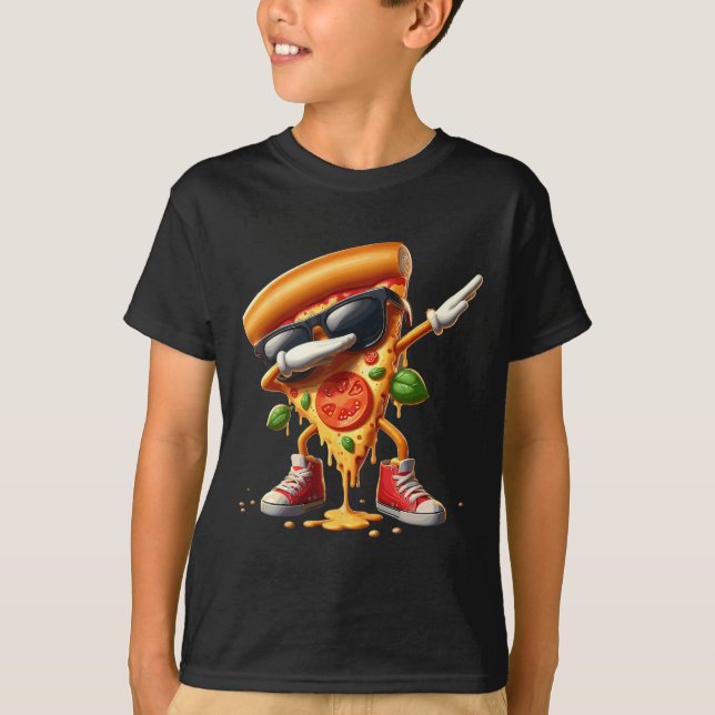 Dabbing Pizza Slice Tancing Pizza Lover Boy Funny T-Shirt (Vorderseite)