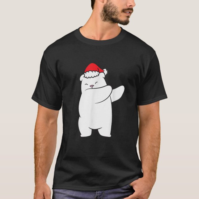 Dabbing Polar Bear Santa Hat Christmas Hat Polar B T-Shirt (Vorderseite)