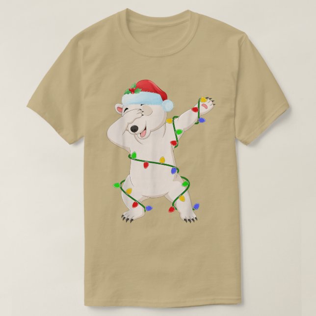 Dabbing Polar Bear Xmas Lights Funny Polar Bear Ch T-Shirt (Design vorne)