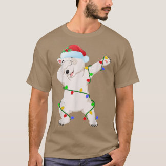 Dabbing Polar Bear Xmas Lights Funny Polar Bear Ch T-Shirt