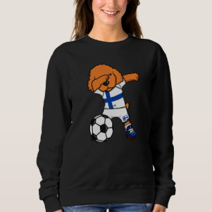 Dabbing Poodle Hund Finnland Fußballfans Jersey Fu Sweatshirt