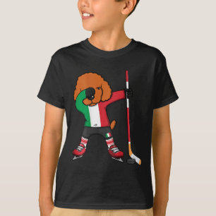Dabbing Poodle Hund Italien Eishockey Fans Jersey T-Shirt