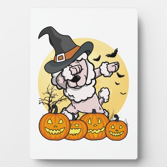 Dabbing-Pudel-Halloween Fotoplatte (Vorderseite)