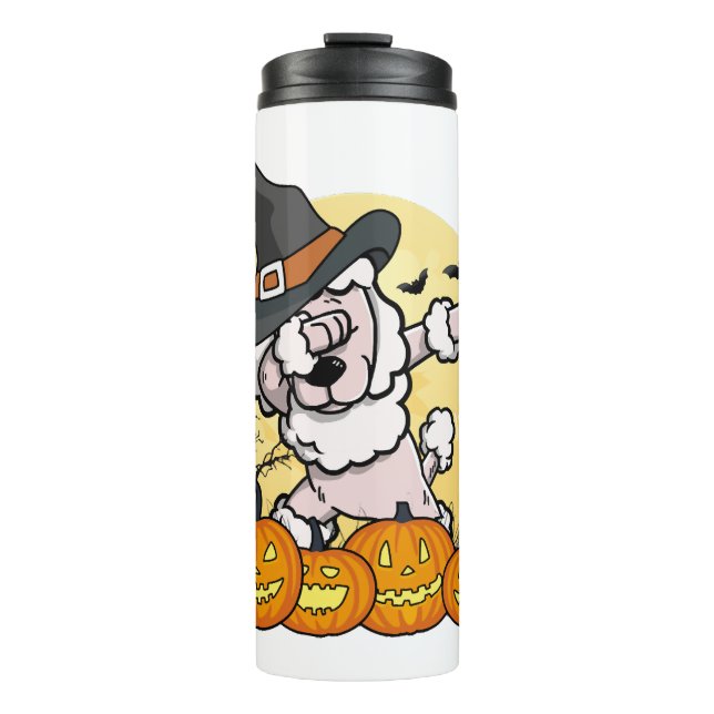 Dabbing-Pudel-Halloween Thermosbecher (Vorderseite)