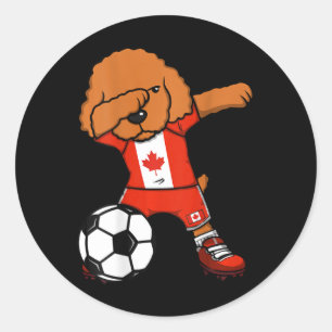 Dabbing Pudel Hund Kanada Fußball Fans Jersey Foo Runder Aufkleber