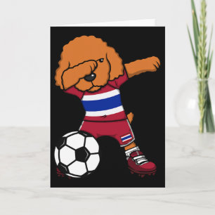 Dabbing Pudel Hund Thailand Fußball Fan Jersey Fuß Karte