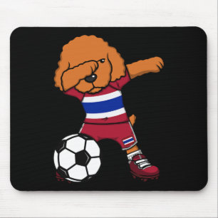 Dabbing Pudel Hund Thailand Fußball Fan Jersey Fuß Mousepad