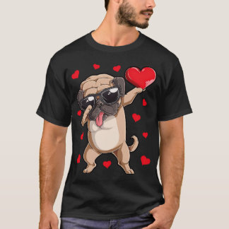 Dabbing Pug Valentinstag Valentinsgruß Hunde Liebh T-Shirt