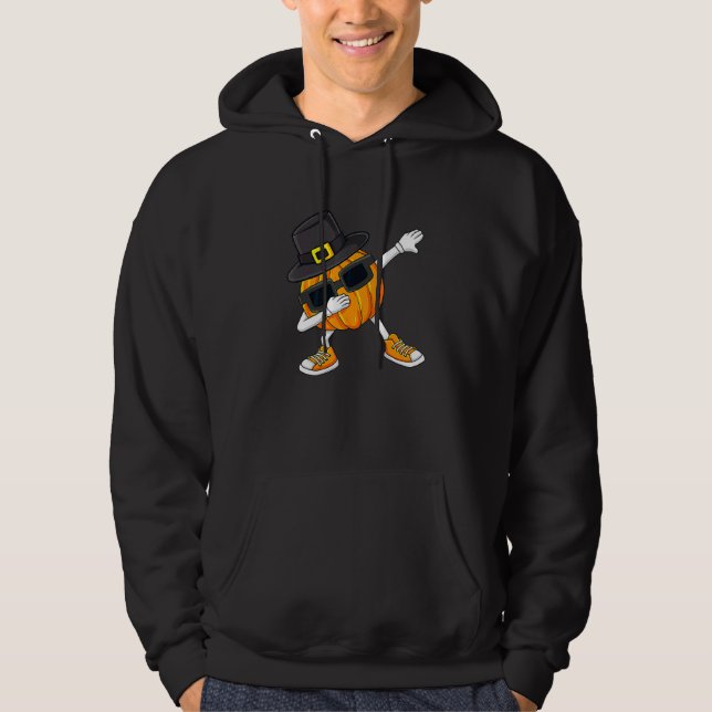 Dabbing Pumpkin Pilgrim Thanksgiving 2022 Boys Gir Hoodie (Vorderseite)