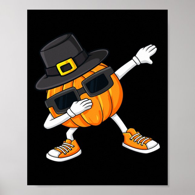 Dabbing Pumpkin Pilgrim Thanksgiving Day Boys Girl Poster (Vorne)