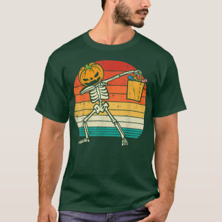 Dabbing Pumpkin Skeleton Candy Retro Kleinkind Boy T-Shirt