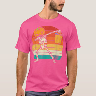 Dabbing Pumpkin Skeleton Candy Retro Kleinkind Boy T-Shirt