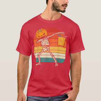 Dabbing Pumpkin Skeleton Candy Retro Kleinkind Boy T-Shirt