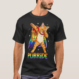 Dabbing Purride Cat Gay Pride Lgbt Rainbow Flag D T-Shirt