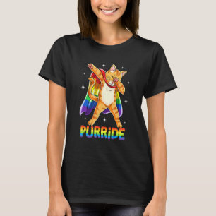 Dabbing Purride Cat Gay Pride Lgbt Rainbow Flag D T-Shirt