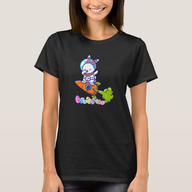 Dabbing Rabbit Astronaut Ostern Bunny Carrot Rocke T-Shirt (Vorderseite)